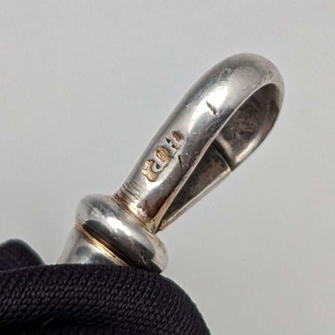 Circa 1910 British Antique Sterling Silver Albert Chain 44g Claw & Bowl Fob