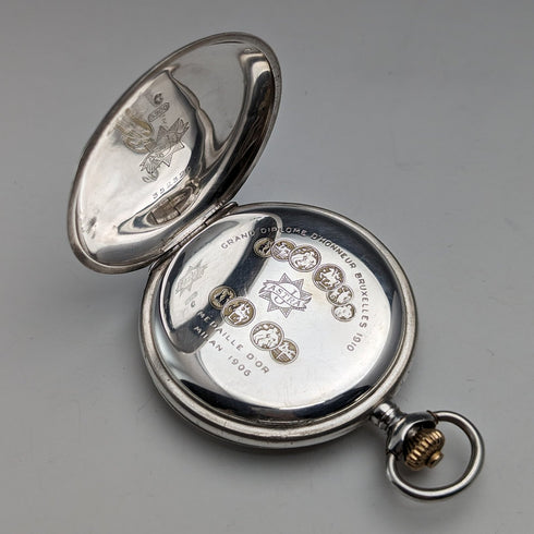 1910 年左右古董德國 Junghans 懷錶 ASTRA 銀邊獵人 工作狀況良好