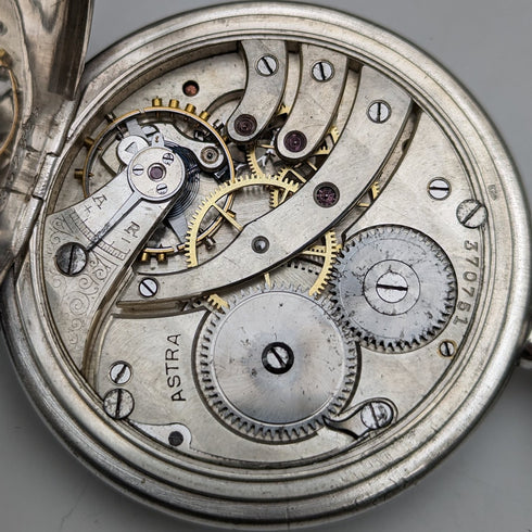 1910 年左右古董德國 Junghans 懷錶 ASTRA 銀邊獵人 工作狀況良好