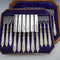 Circa 1860 British Antique White Pearl Handle Cutlery 12 Pair Set Walker & Hall