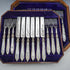 Circa 1860 British Antique White Pearl Handle Cutlery 12 Pair Set Walker & Hall
