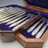 Circa 1860 British Antique White Pearl Handle Cutlery 12 Pair Set Walker & Hall