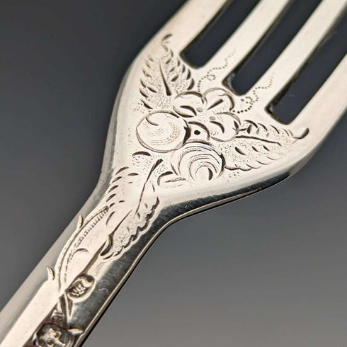 1862 British Antique Sterling Silver Dessert Cutlery 6 Pair Set Total 467g Martin & Hall Wooden Box