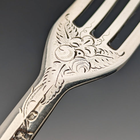 1862年 英国アンティーク 総純銀製 デザートカトラリー 6ペアセット 計467g Martin & Hall 木箱入り