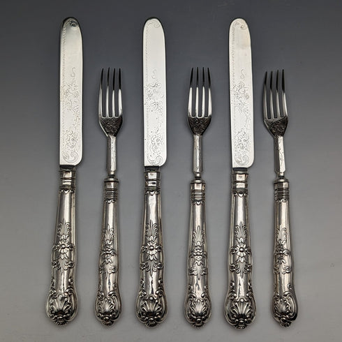 1862 年英國古董純銀甜點餐具 3 對套裝共 233 克 含馬丁和霍爾托盤