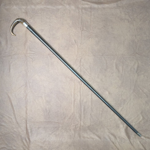 1907 年英國古董男士手杖牛角手柄純銀裝飾黑軸 88 厘米