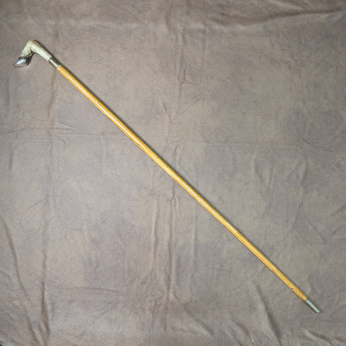 British Antique Men's Cane Chamois Leg Handle Light Brown Shaft 89cm