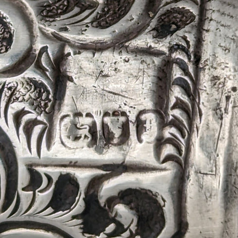 英国アンティーク 紳士用ステッキ L字ホーンハンドル 純銀装飾 ブラックシャフト 91cm