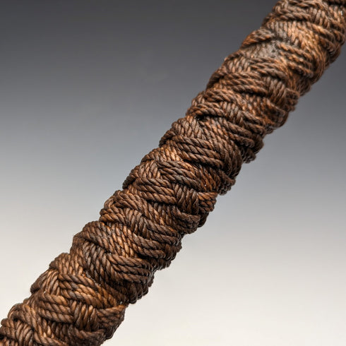 英國復古男士手杖,麻繩弧形手柄,超粗棕色桿,90 厘米