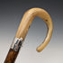 British Vintage Men's Cane, Horn Bent Handle, Sterling Silver Decoration, Hazel Wood Shaft, 92cm
