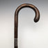 1921 British Antique Men's Cane, Lightweight Curved Handle, Sterling Silver Decoration, Brown Shaft, 88cm