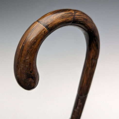 1921 年英國古董男士手杖,輕質弧形手柄,純銀裝飾,棕色桿,88 厘米