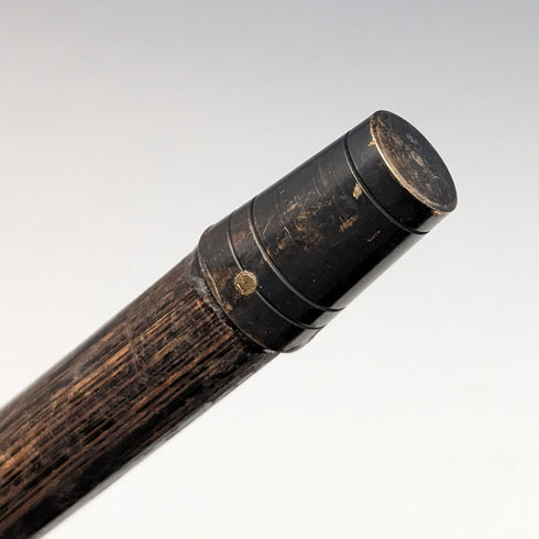 1921 British Antique Men's Cane, Lightweight Curved Handle, Sterling Silver Decoration, Brown Shaft, 88cm