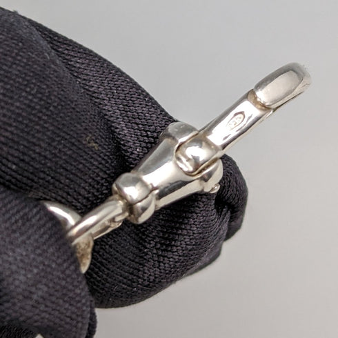 1890年頃 英国アンティーク 純銀製アルバートチェーン 59g 回転フォブ