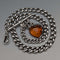 Circa 1900 British Antique Sterling Silver Albert Chain 33g Heart-shaped Amber Fob