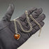 Circa 1900 British Antique Sterling Silver Albert Chain 33g Heart-shaped Amber Fob
