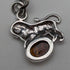 Circa 1910 British Antique Sterling Silver Albert Chain 34g Lion Fob with Amber