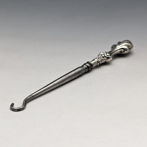 1913 British Antique Sterling Silver Handle Button Hook Crisford & Norris