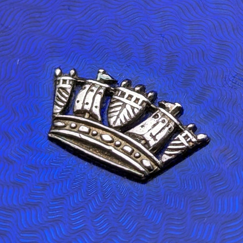 1936 British Vintage Sterling Silver Guilloche Enamel Cigarette Case 95g John William Barrett