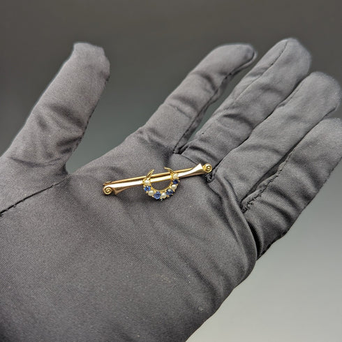 1911年 英国アンティーク 9ctゴールド製 ピンブローチ EWS & Co