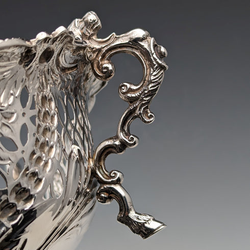 1892 British Antique Sterling Silver Stem Center Bowl 292g Charles Stuart Harris