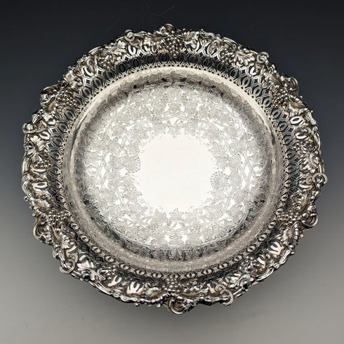 英國復古鍍銀蜜餞/Tazza 直徑 23 公分 Ellis Barker