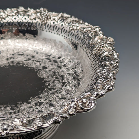 英國復古鍍銀蜜餞/Tazza 直徑 23 公分 Ellis Barker