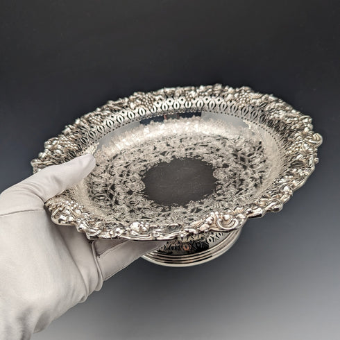 英國復古鍍銀蜜餞/Tazza 直徑 23 公分 Ellis Barker