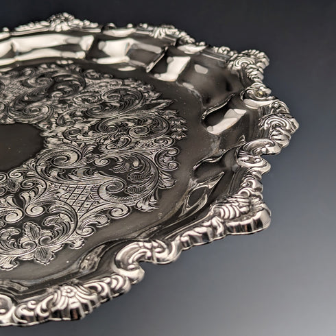 英國復古鍍銀托盤直徑29公分Flastaff