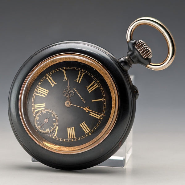 1890年頃 アンティーク ロンジン 懐中時計 ガンメタルケース 動作良好