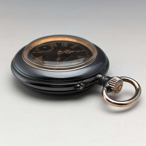 Circa 1890 Antique Longines pocket watch gunmetal case in good working order