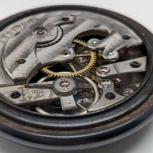 Circa 1890 Antique Longines pocket watch gunmetal case in good working order