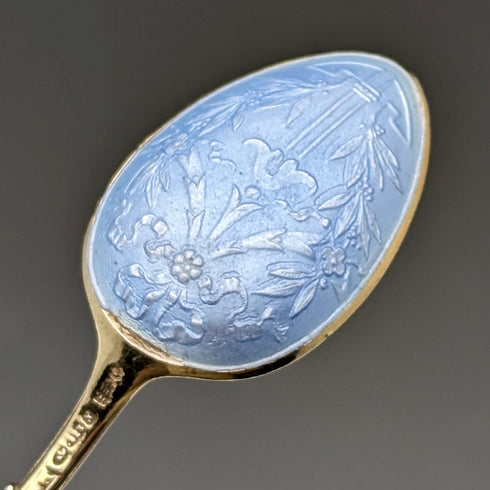 1913年 英国アンティーク エナメル装飾 純銀製 コーヒースプーン6本セット Theodor Hartmann