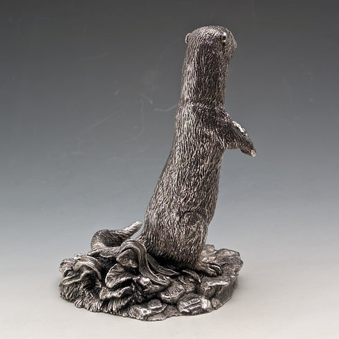 英国 カントリーアーティスト社 カワウソ 純銀張り彫刻 フィギュリン