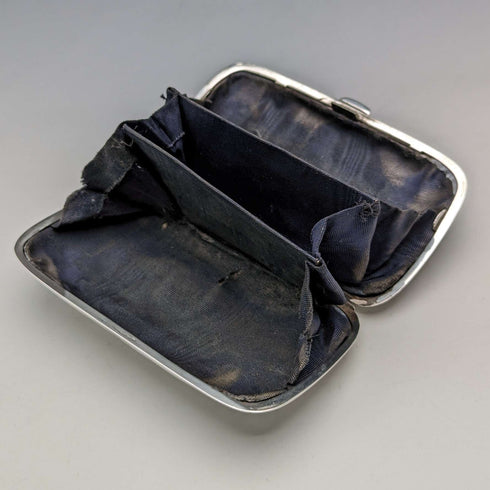1919 British Antique Sterling Silver Coin Purse, 69g, William Hair Haseler