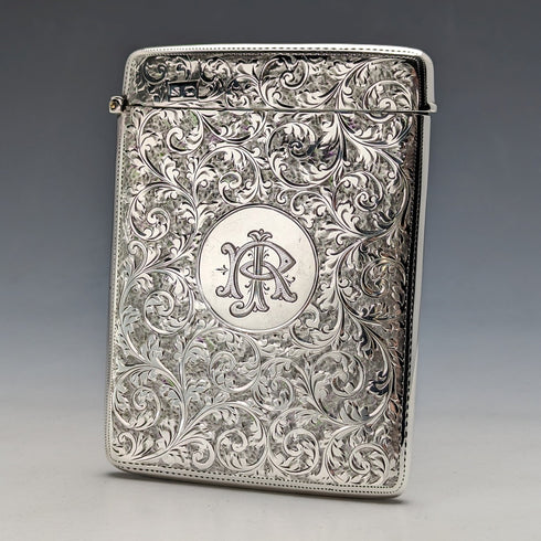 1898 British Antique Sterling Silver Card Case 62g William Neale