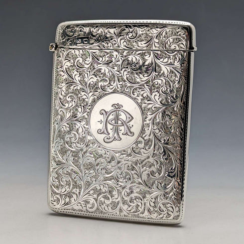 1898 British Antique Sterling Silver Card Case 62g William Neale