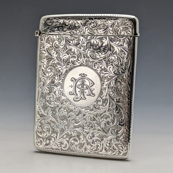 1898 British Antique Sterling Silver Card Case 62g William Neale