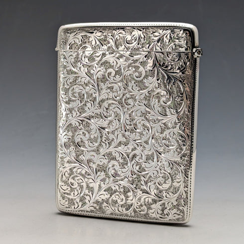 1898 British Antique Sterling Silver Card Case 62g William Neale