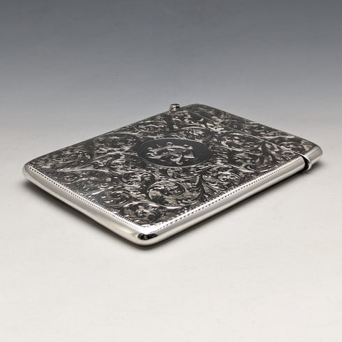 1898 British Antique Sterling Silver Card Case 62g William Neale