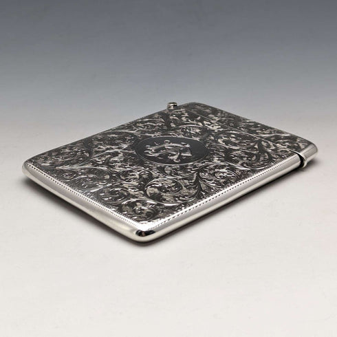 1898 British Antique Sterling Silver Card Case 62g William Neale