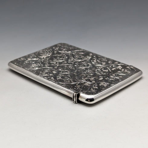 1898 British Antique Sterling Silver Card Case 62g William Neale