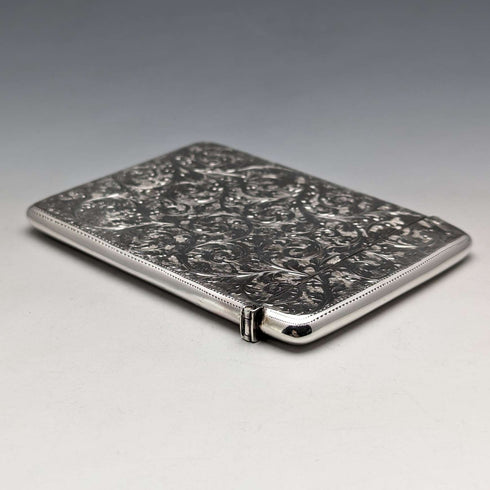 1898 British Antique Sterling Silver Card Case 62g William Neale