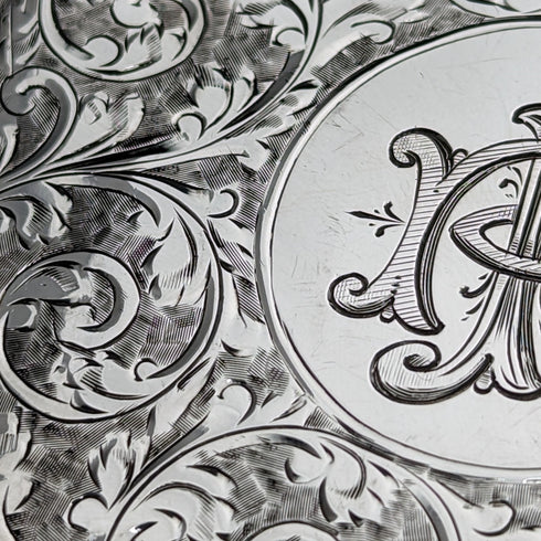 1898 British Antique Sterling Silver Card Case 62g William Neale