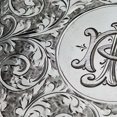 1898 British Antique Sterling Silver Card Case 62g William Neale