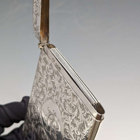 1898 British Antique Sterling Silver Card Case 62g William Neale