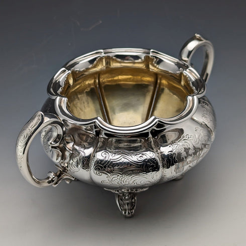 1840 British Antique Sterling Silver Sugar Bowl 390g Barnard Family