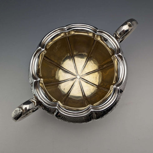 1840 British Antique Sterling Silver Sugar Bowl 390g Barnard Family