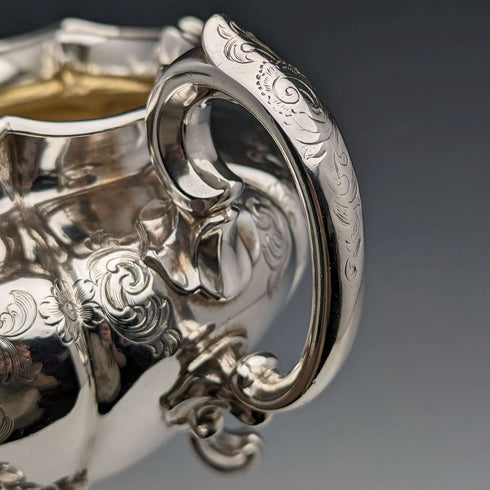 1840 British Antique Sterling Silver Sugar Bowl 390g Barnard Family