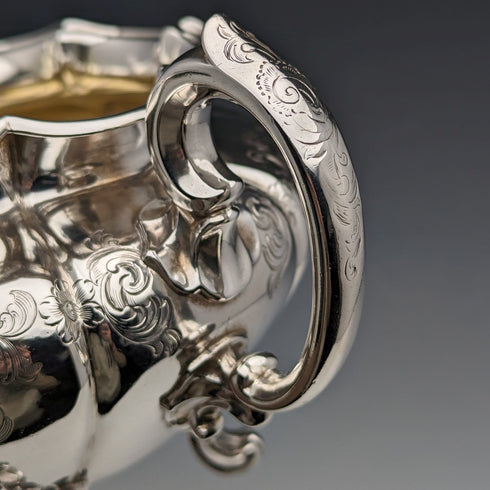 1840 British Antique Sterling Silver Sugar Bowl 390g Barnard Family